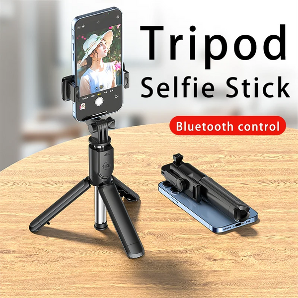 Selfie Stick Bluetooth Mini com Tripé – Extensível, Compacto e com Controle Remoto!