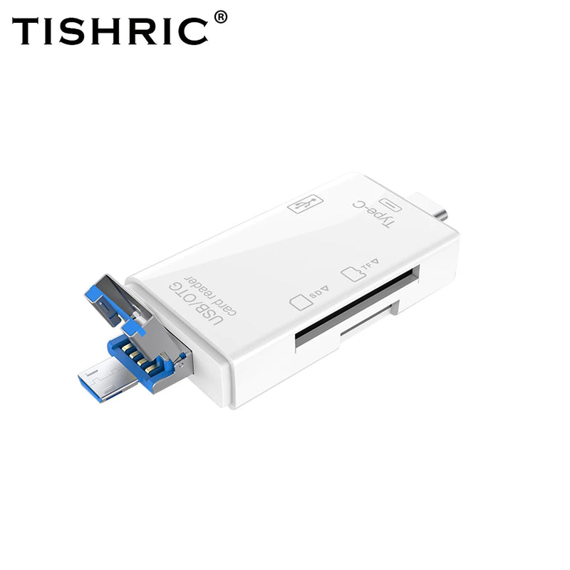 Adaptador TISHRIC Micro USB para Tipo C - Leitor de Cartão SD/TF, Compatível com MacBook, Samsung, Huawei, Xiaomi e Laptops
