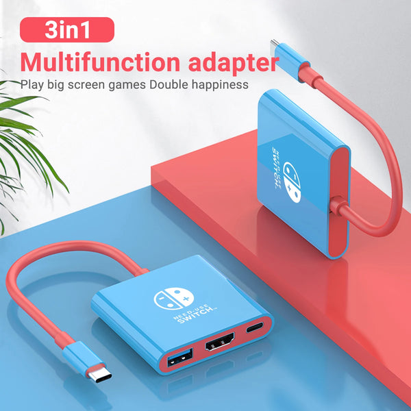 Portátil Nintendo Switch Docking Station TYPE-C Hub com HDMI e USB 3.0 Perfeito para Viagens e Jogos