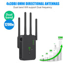 Repetidor WiFi Dual Band 1200Mbps – Amplificador de Sinal, 2.4G & 5G, 802.11AC, WPS e Gigabit para Conexões Rápidas!