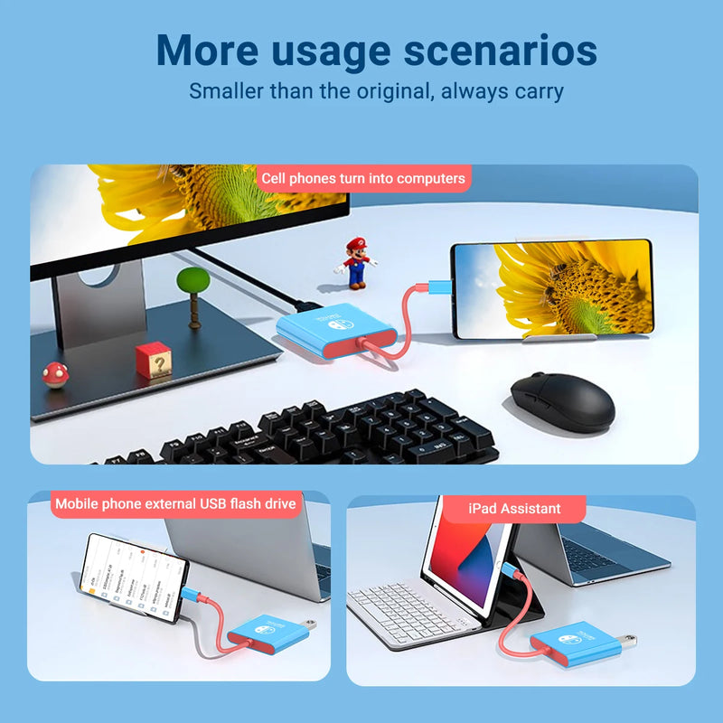 Portátil Nintendo Switch Docking Station TYPE-C Hub com HDMI e USB 3.0 Perfeito para Viagens e Jogos