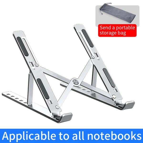 Suporte Dobrável Ajustável Portátil de Alumínio – Elevação e Refrigeração para Notebooks!