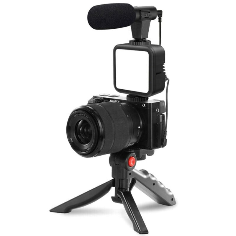 Kit Youtuber Tripe Vlog Live Suporte Celular LED com Microfone - Ideal para Fazer Vídeos Profissionais