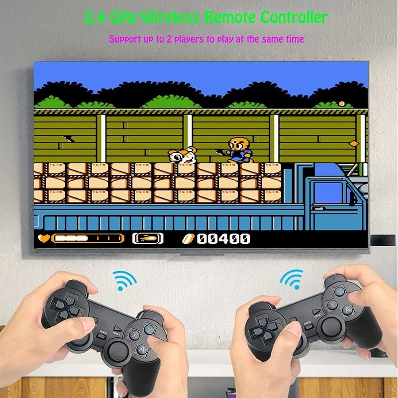 Videogame Stick 4K 64gb 2 Controles Sem Fio Console Portatil Jogos Retro Antigo